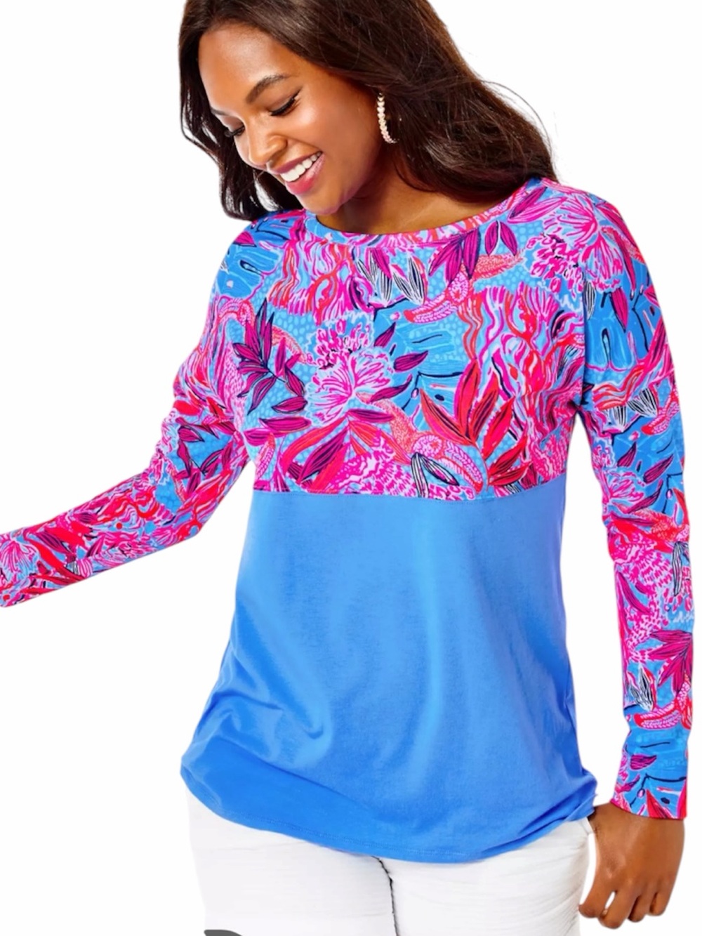 Lilly Pulitzer Finn Top Ruby Red “Wild Times” Print Sz Small